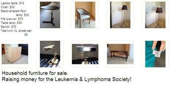 For sale: file drawer, lamps, chair, bench, small table, twinXL sheets 1
