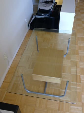 Coffee table, glass top, IKEA Hemberg, $40 2