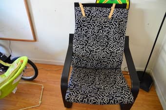 Sofa bed/Futon, coffee table, IKEA chair 3