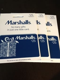 Three $25 Marshall's gift cards only $20 each 1