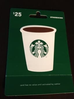$25 Starbucks gift card for only $20 1