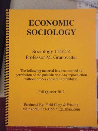 SOC 114/214: Economic Sociology - Course Reader and Required Text 1