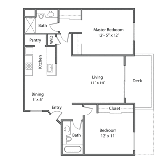 1 br + 1ba in a 2br 2ba apartment 1