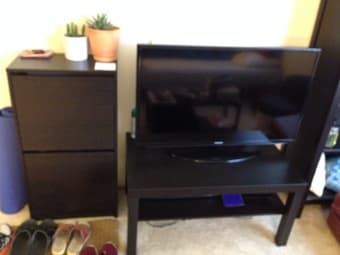 One coffee table, one bookcase and one shoe case. Good condition 3