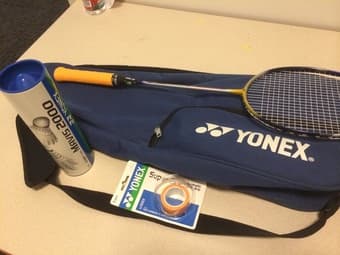 Yonex Ti5 badminton racket (with birdies, extra grip wrap, $65) 1