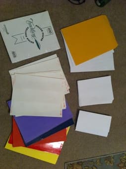 brand new envelopes, looseleaf paper, folders for $7 1