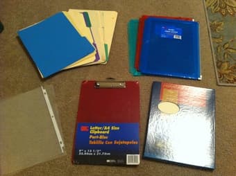 file folders, file protectors, clipboard, resume paper 1