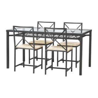 Half Price! GRANÅS Table and 4 chairs, black, glass 1