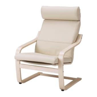 IKEA Poang chair with footstool and quilted cover and white leather 1