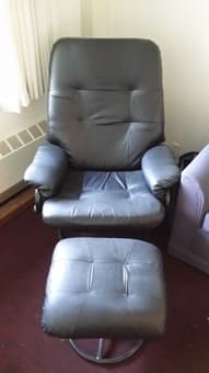 Faux Leather Reading Chair with Ottoman 1
