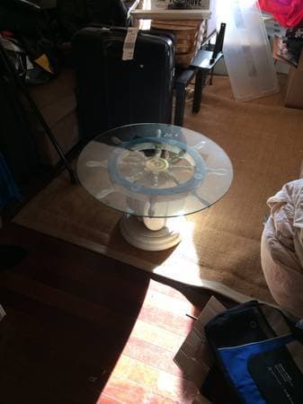 coffee table blue nautical wheel 1