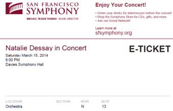 Ticket for San Francisco Symphony: Natalie Dessay in Concert 2