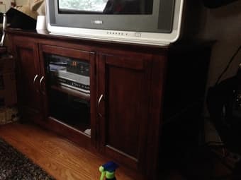 Solid Oak TV Stand and Large Area Rug 2