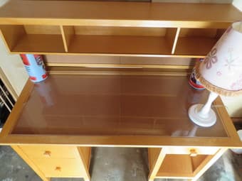 Pottery Barn desk and shelf $50. Chair $15 2