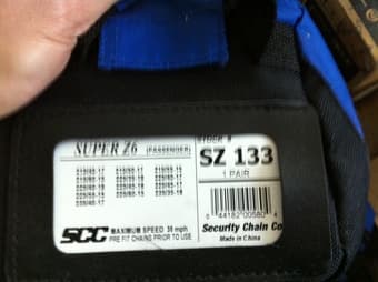 Snow Chains, set of 4, Security Chain Company SCC Super Z6 SZ133 - $20 3