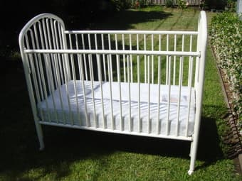 Baby crib-white metal frame for sale $95 1