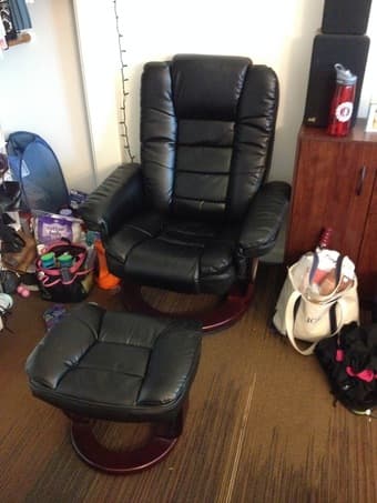 Faux-leather reclining chair and ottoman 1