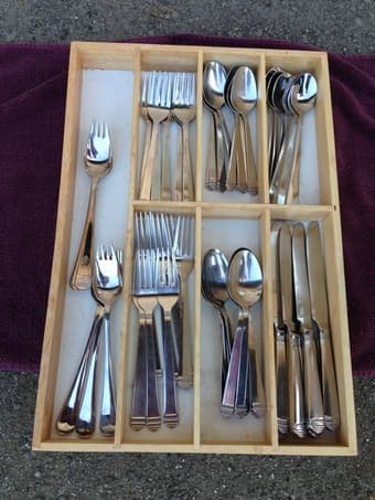 Knife Block, Crock Pot, Mixer, Plates/Bowls, Cutlery 2