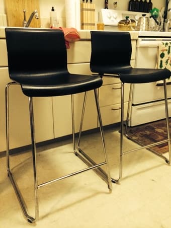 TWO BLACK IKEA GLEN BAR STOOLS CHAIRS 1