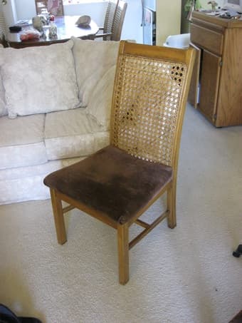wicker back wooden chairs, six for $40, available Monday 6/16 1
