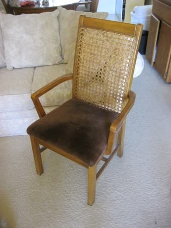 wicker back wooden chairs, six for $40, available Monday 6/16 2