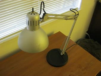 desk with storage and power strip $50 2