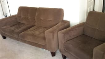Brown Sofa + Chair (both fabric) from Jennifer Convertibles $24 3