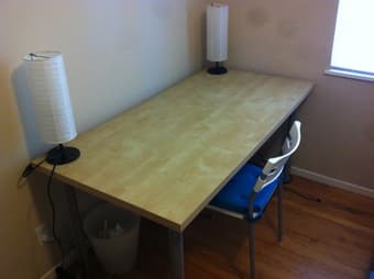 $75 bedroom furniture set (bed, desk, lamps, shelf) 3