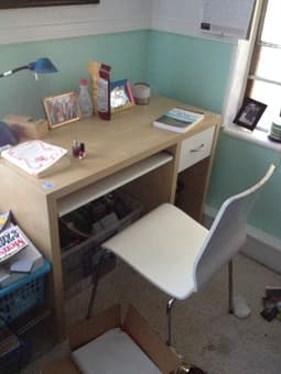 Light wood desk with keyboard tray - $75 (menlo park) 1