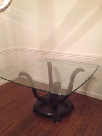 $425 Contemporary wood and glass top dining table 3