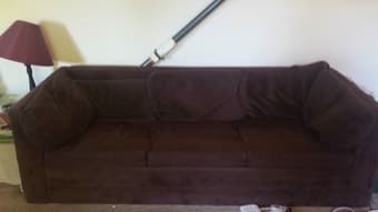 Brown couch and love seat 1