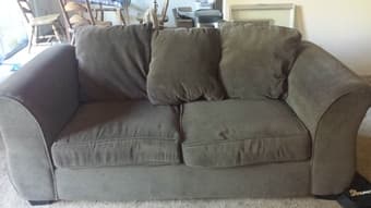 Brown couch and love seat 2