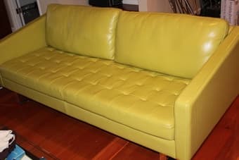 Avocado Green Leather Sofa - Excellent Condition - $500 1