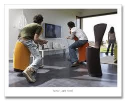 Ligne Roset Tip Up Chairs in Orange & Grey - $400 1