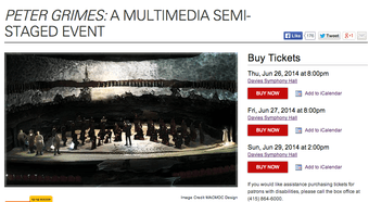 Four cheap tickets for SF Symphony Opera Peter Grimes on Jun 26 1