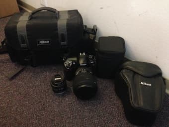 Nikon DSLR Camera Body + 2 lenses (with UV filters) + Gears 1