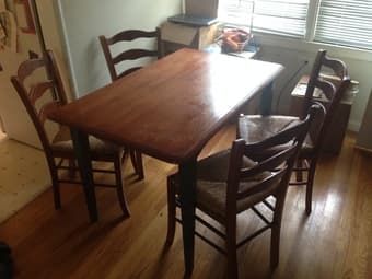 Nice wooden desk and chairs  $35 1