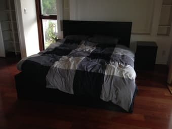 IKEA Queen-size bedframe+mattress, nightstand, dresser, $375 2