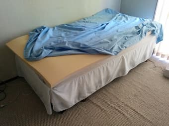 Twin bed set, mattress, box spring, base, memory foam topper- $100 2