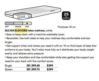 SULTAN ELSFJORD Latex mattress- QUEEN 1