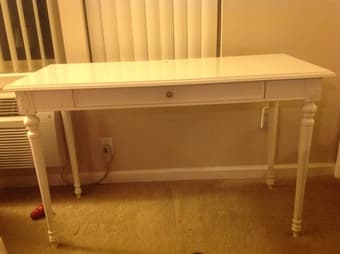 Moving Sale: White Cottage Style Computer Desk w/ Vanity Stool $70 1