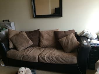 Moving Sale: Soft Upholstered Two-Tone Sofa $250 1