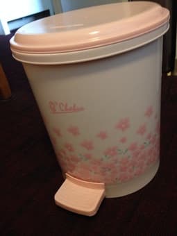 3 gal waste can with floral design for $7 1
