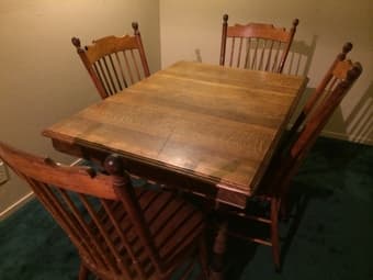 Lovely solid wood table and 4 chairs - must go by Sunday! - $20 2