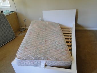 Ikea MALM twin bed+slats $80, or $120 including mattress 1