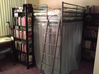 Loft bed (full) for sale -- steel frame w/ free mattress - $100 1