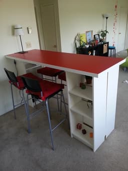 HOME-MADE BAR (IKEA COUNTERTOP AND BOOKCASES) - $100 3