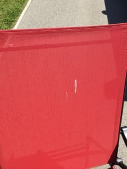 2x Red outdoor lounge chairs - great for patios or beach days 3