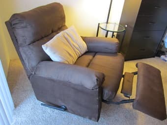 Moving sale: wood chairs set of 2, wood bar stools and recliner 3