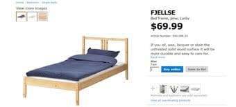 ikea twin size bed frame FJELLSE for sale $40 original price 69.99 1